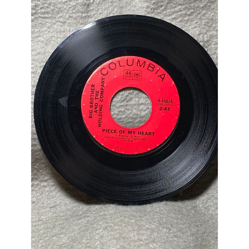 Vintage Columbia 45‎ RPM Vinyl Record - Big Brother and The Holding Company